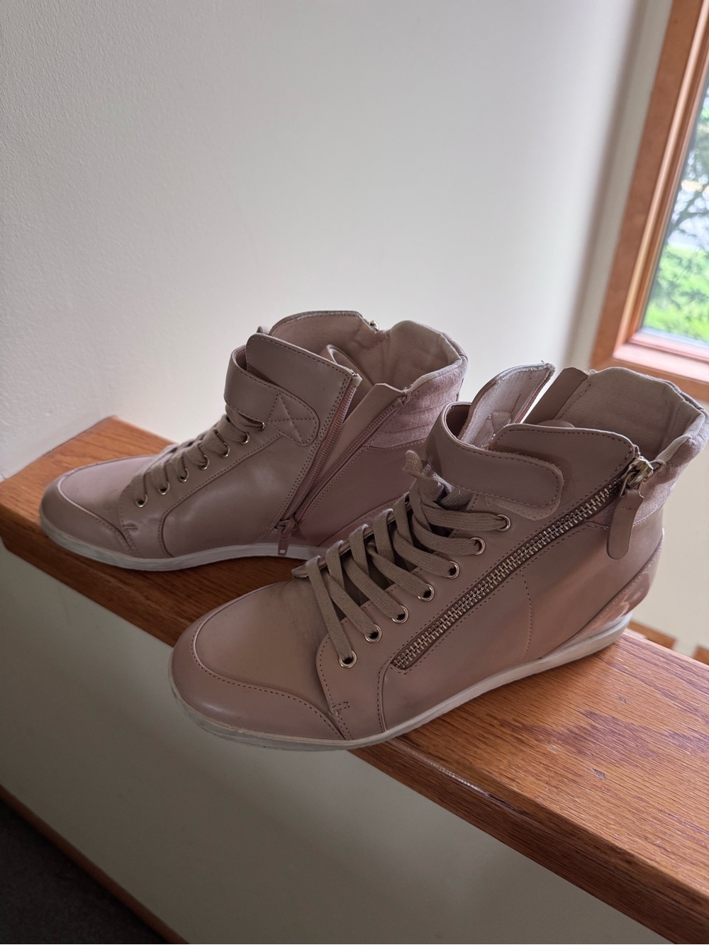 Mix No. 6 Blush High-Top Wedge Sneakers
